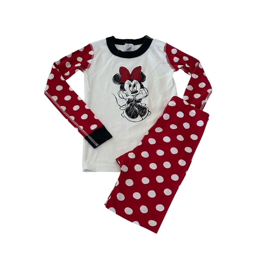 Hanna Andersson Minnie Mouse Disney Pajama Set Long John Size 130 (8)